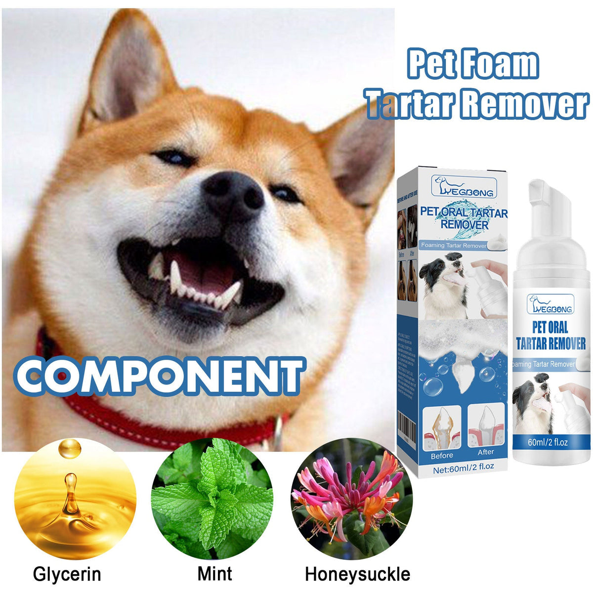 Pet Tartar Remover, Removing Dental Calculus Yellow Teeth Halitosis Cleaning Teeth Mouth Foam Cleaner