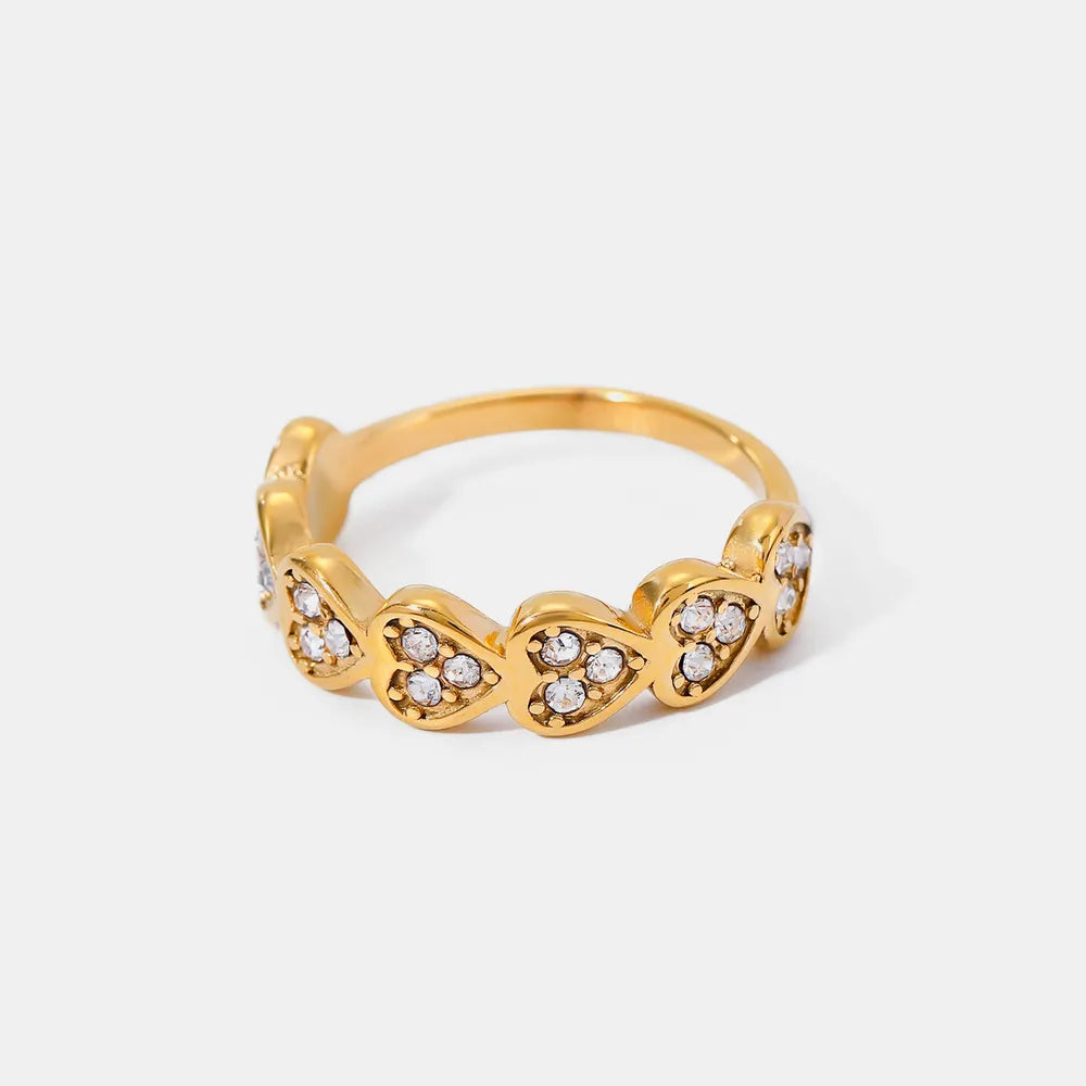 Stainless Steel Inlaid Zircon Heart Ring - V.I.P Digital Presence