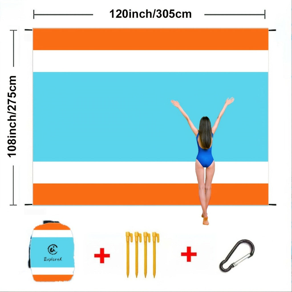 Printed Beach Mat with 19 Exact Size-and-Pattern Options, 198 x 205cm to 275 x 305cm with Stakes and Pouch — image 27