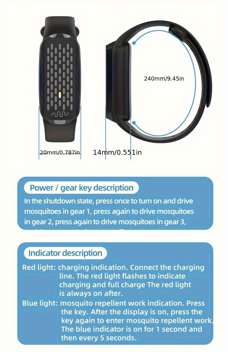 Mosquito Bracelet, Ultrasonic Soundwave Technology, USB Rechargeable, Wristband for Camping Outdoor Hiking Travel — image 22