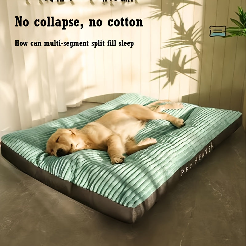 Green Stripe Dog Bed Mattress with Polyester Fiber Cushion, Removable Washable Cover and XL or XXL Size — image 3