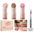 Cream Contour Stick Set 3-in-1 with Blush Highlighter & Bronzer – Squalane Non-Greasy Waterproof Long-Lasting Sculpting Kit —