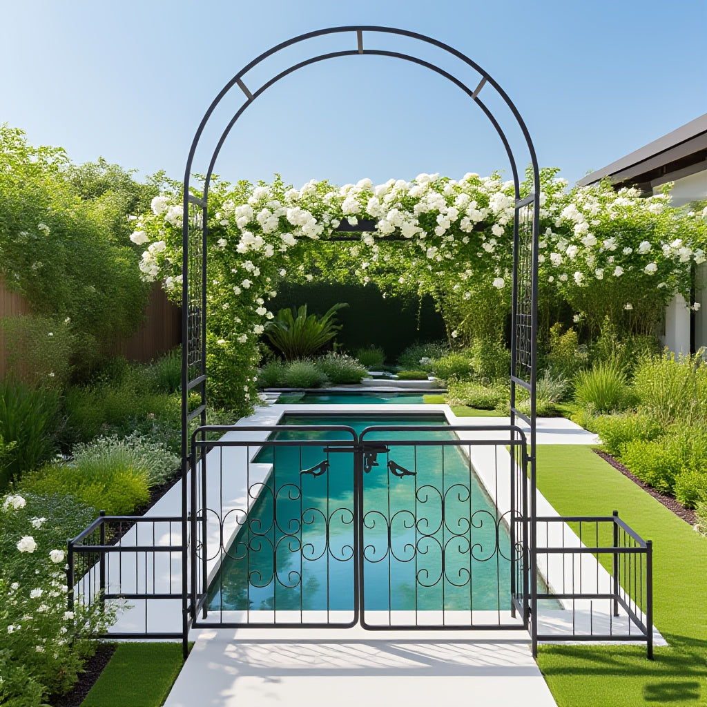 Wrought Iron Garden Arch 7ft Rose Trellis Multi-Style for Garden, Patio and Yard Use, with the Listed Configuration — image 3