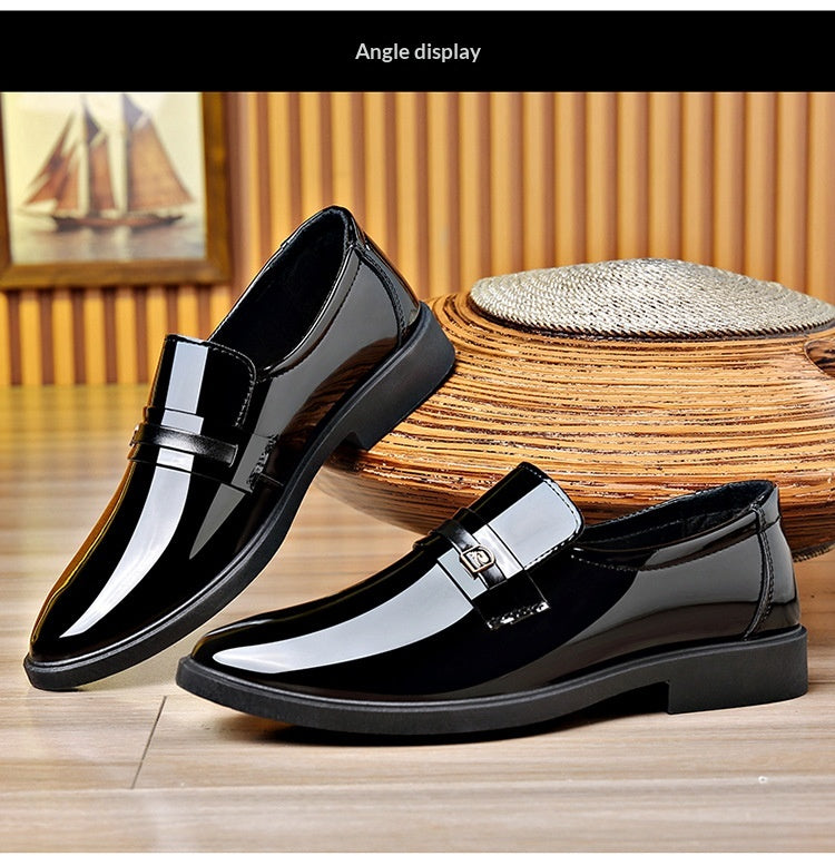 Dress Leather Shoes With A Mirror Like Slip On Design