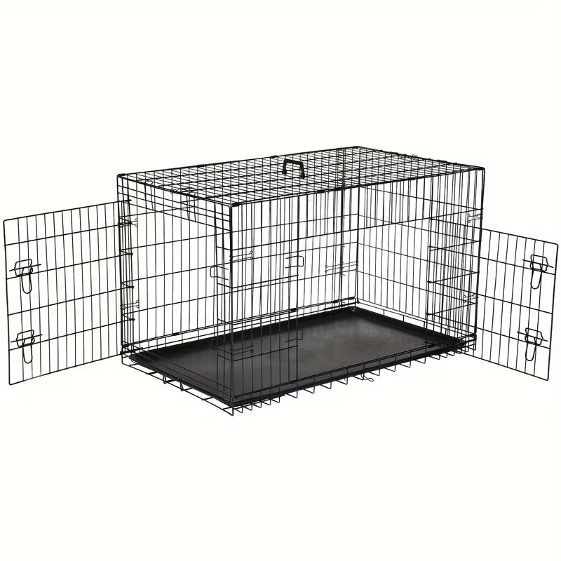 Folding Wire Dog Crate with Divider, Pull-Out Tray, Two Doors and Five Sizes from 24.41 to 48.4 Inches — image 19