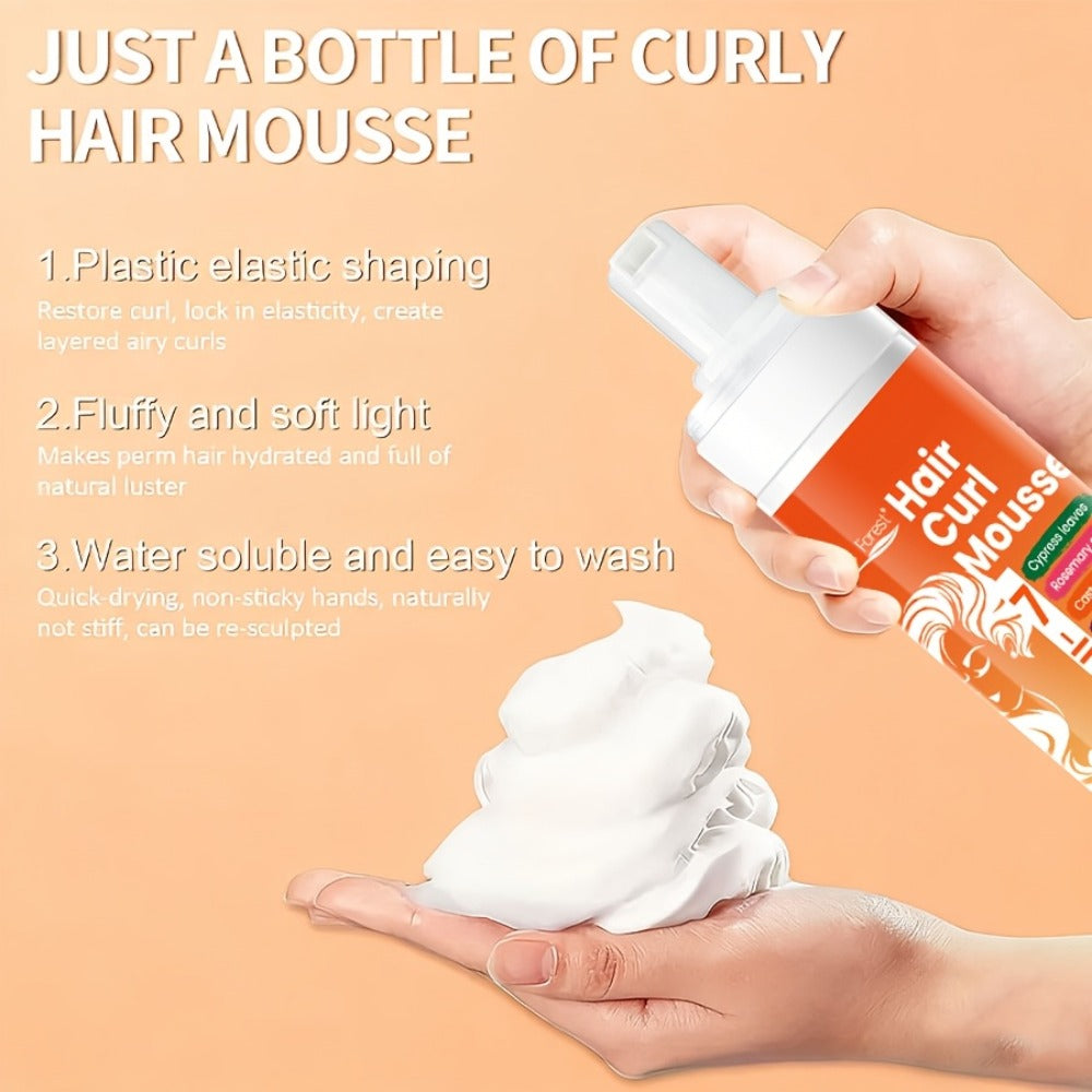 Curl Defining Hair Foam Mousse 200ml Smoothing Styling for Natural Fluffy Elastic Curls, Frizz Control for Wavy Coily Hair — 