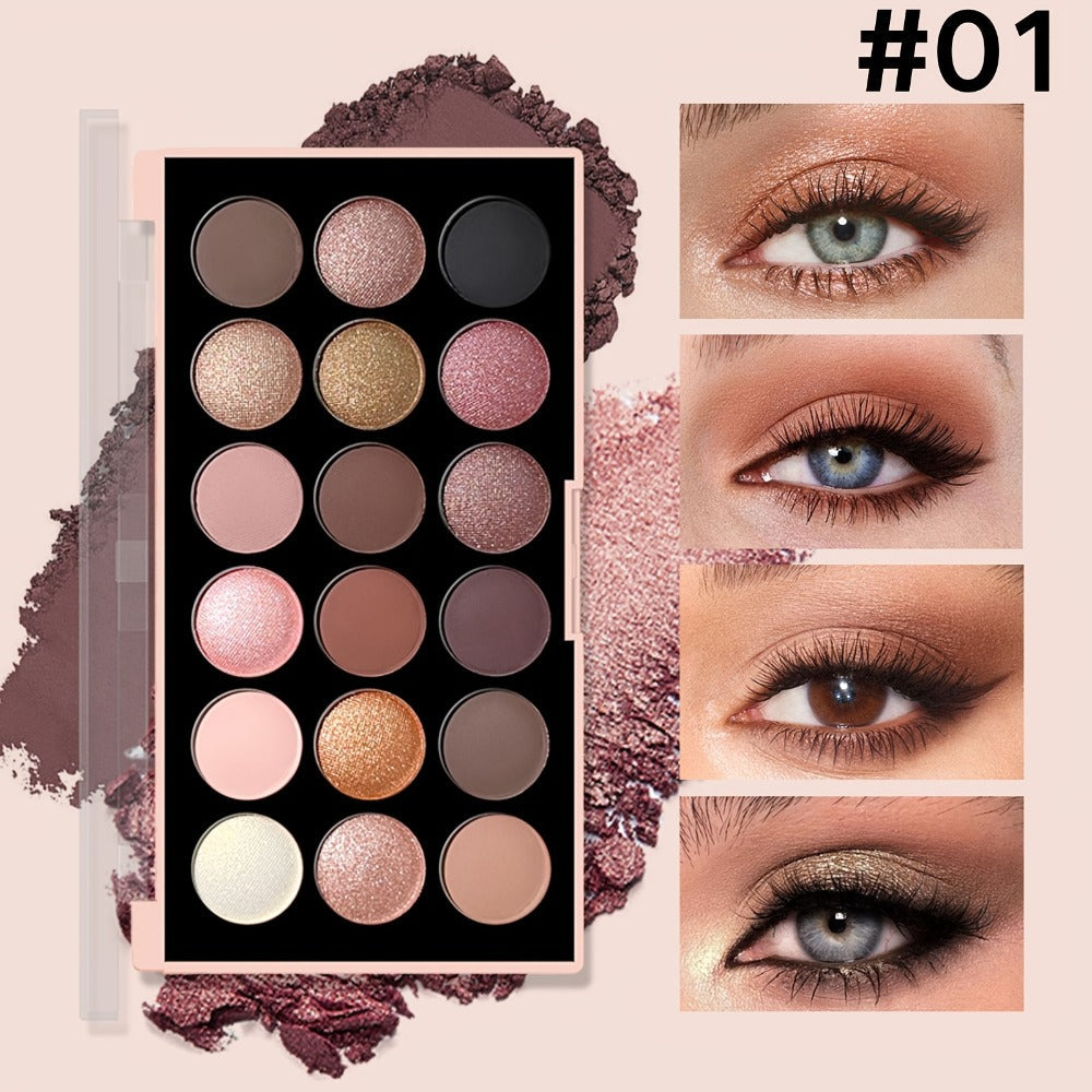 Eyeshadow Palette ANNA ROSE 18-Shade Compact with Pink-Brown Color Themes and Matte-Shimmer Finish Mix — image 9