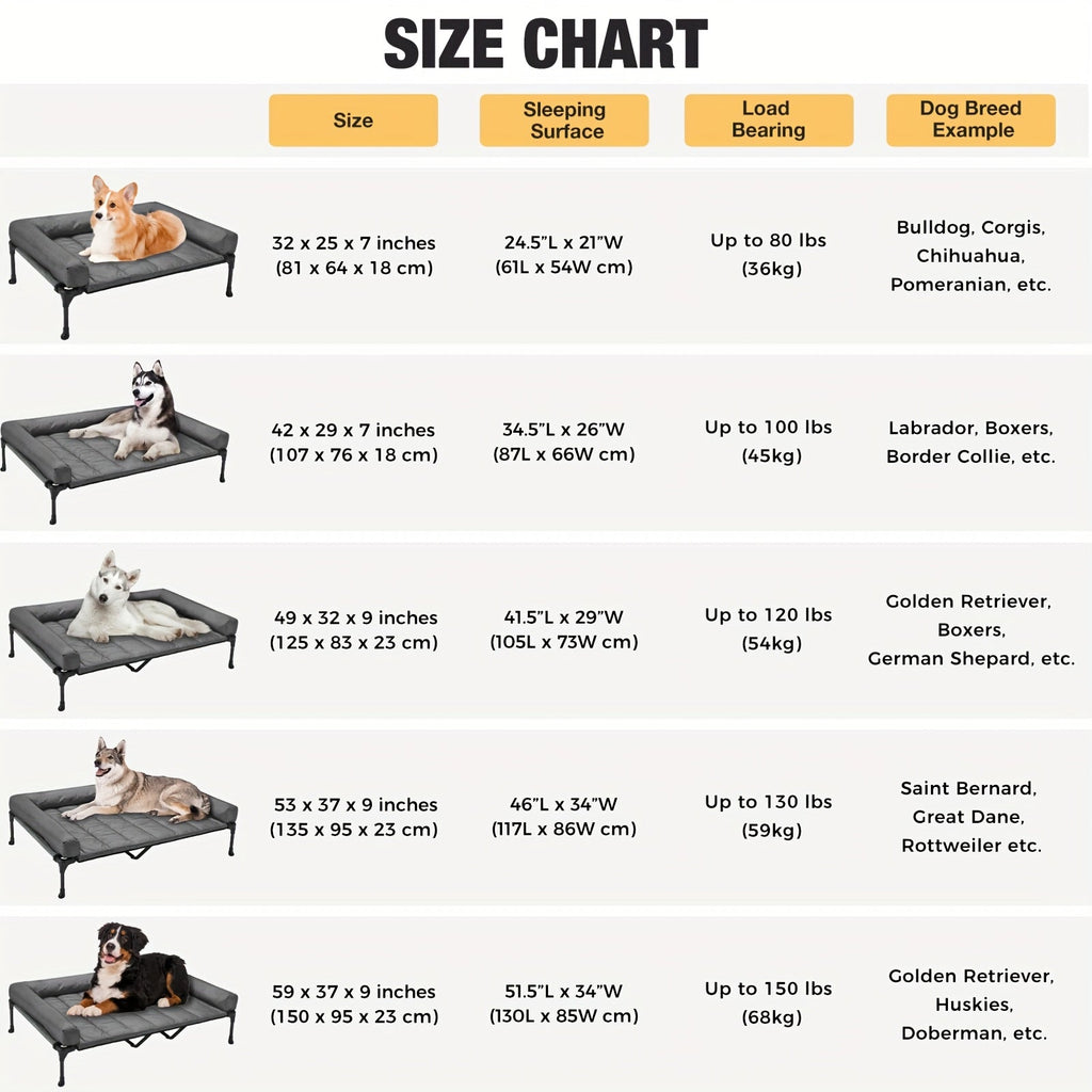 Elevated Dog Bed with Teslin Mesh Cot, Powder-Coated Steel Frame and Removable Bolster Top in Four Sizes — image 2