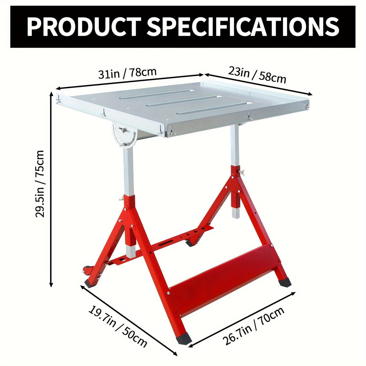 Steel Workbench with Wheels, Portable Welding Table Height-Adjustable 30"x20" Heavy Duty Steel Work Table for Garage Workshop