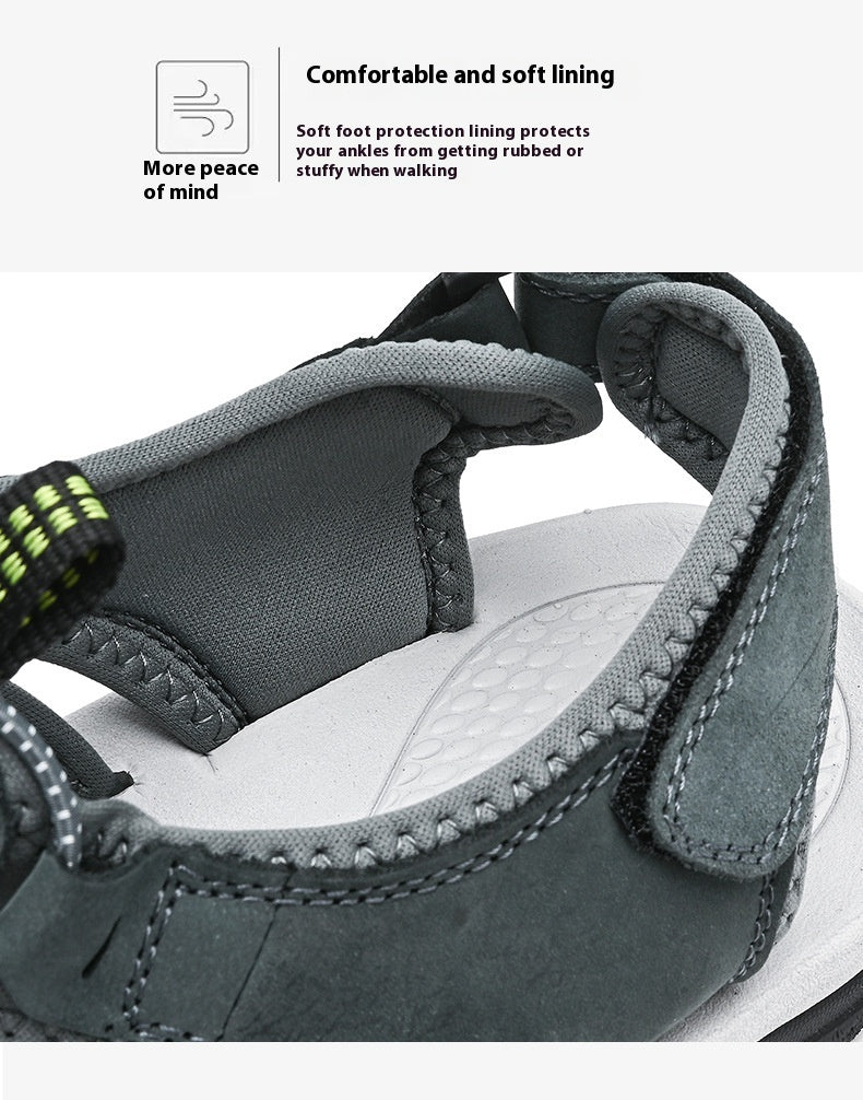 Top Layer Leather Plus Size Men's Beach Sandals