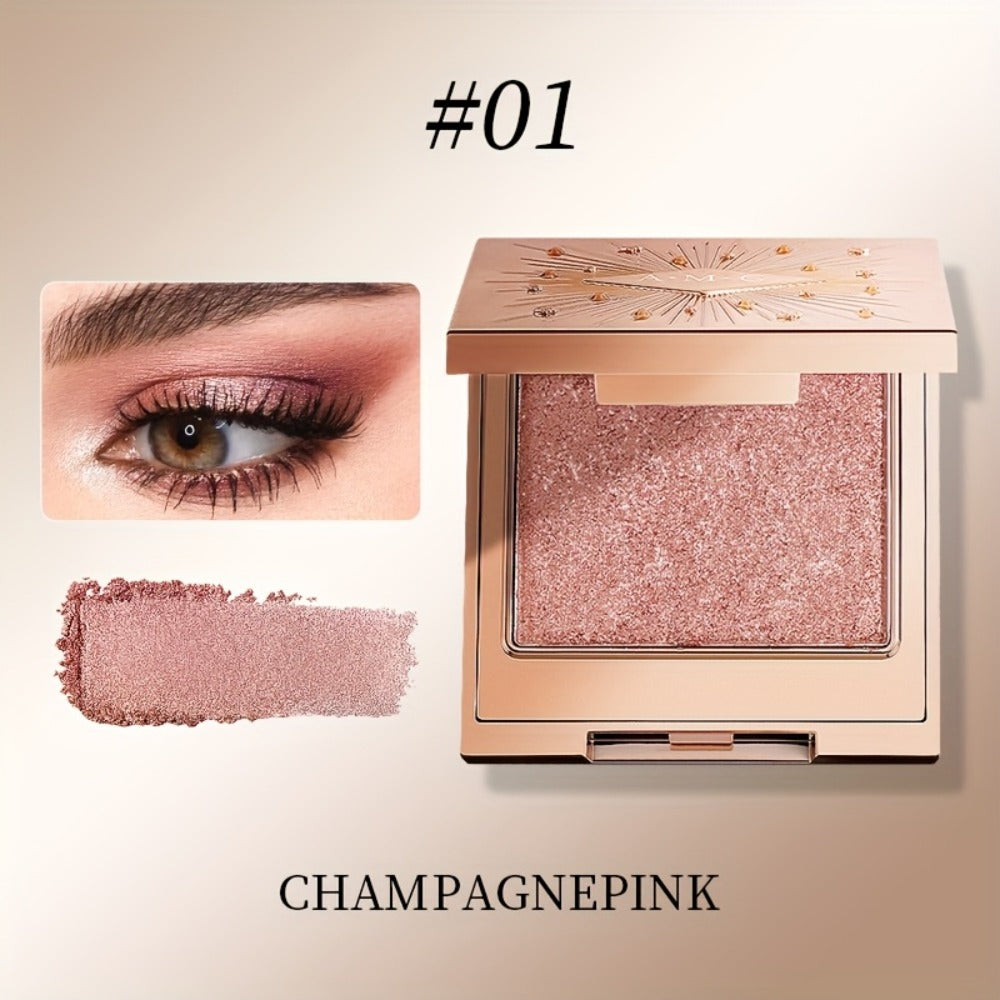 Shimmer Eyeshadow Palette 5 Shades Glowing Waterproof Creamy Blendable Formula with Built-in, for Makeup, Travel and Everyday