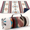 Rectangular Geometric Picnic Blanket with Rolled Carry Straps and 200 x 150 cm Pictured Open Size — image 1