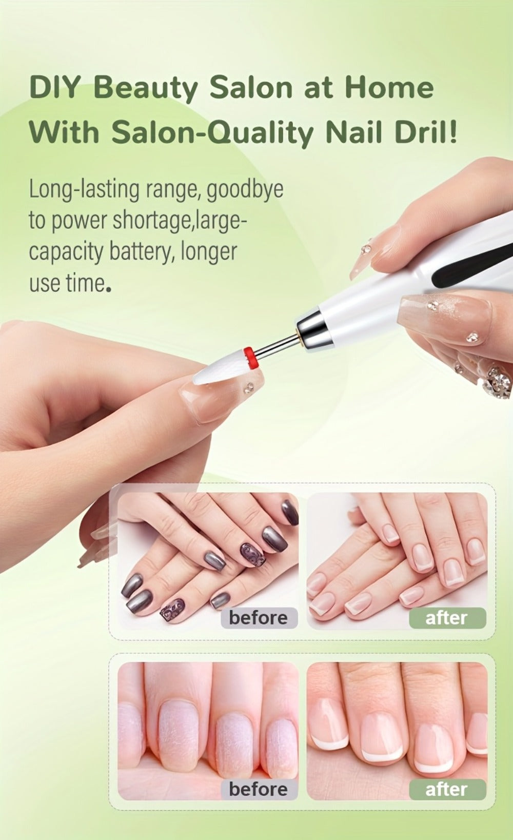 Electric Nail Drill Kit 12 Bits & Stand, 20000RPM Professional Nail File for Gel Polish Removal, Acrylic — image 11