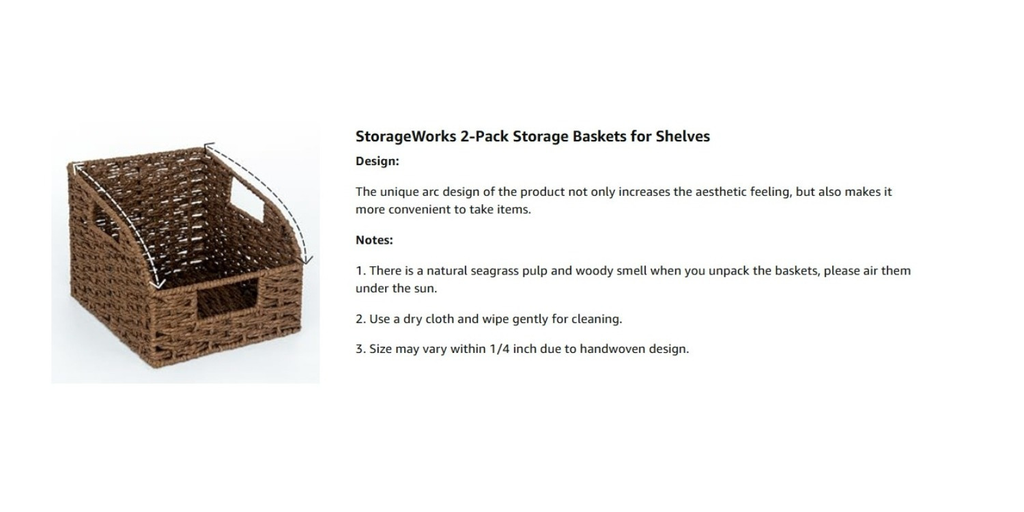 Water Hyacinth Pantry Storage Baskets 2-Pack with Seagrass Options and Integrated Shelf Handles — image 15