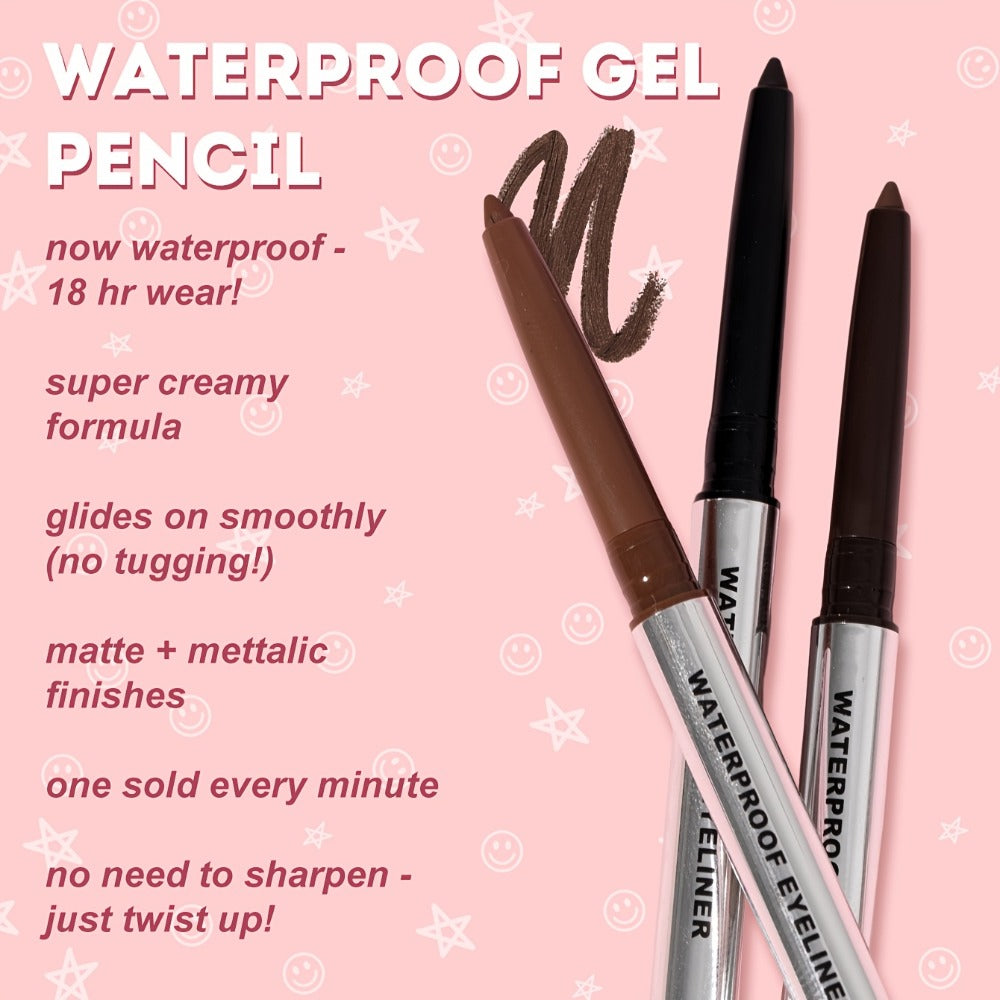 Quick-Dry Brown & Black Gel Eyeliner Pencil 3 Pack Waterproof Smudge-Proof, for Makeup, Travel and Everyday Vanity Use — imag