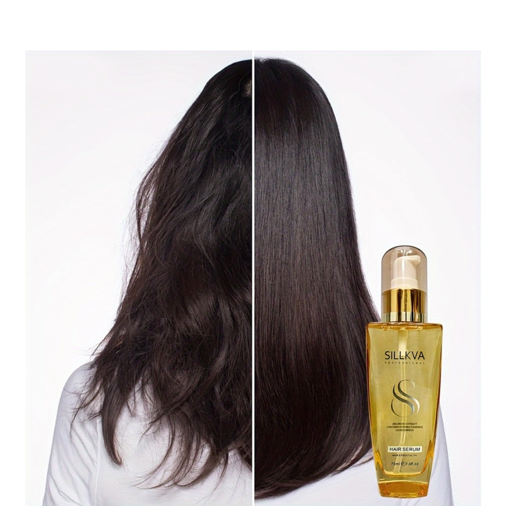 SILLKVA Argan Oil Liquid Hair Serum, Frizz Control & Flyaway Tamer, Smoothing Leave-In Treatment for Dry Damaged Hair — image