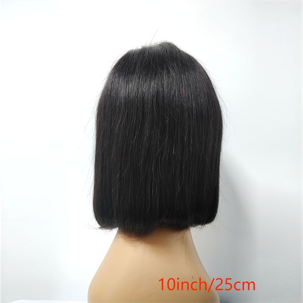 Lace Front Bob Wig Human Hair T Part 13x4 Pre-Plucked 180% Density Straight Side Part Natural, for Home, Travel and Salon Hai
