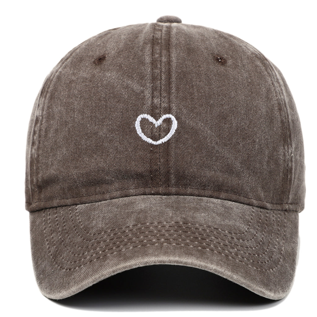 Artistic Retro Small Love Embroidered Soft Top Fashion Peaked Cap