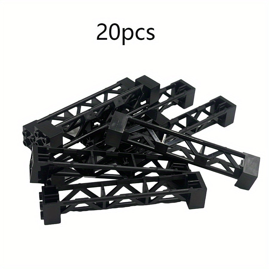 2x2x10 Pillar Support Bricks 20pcs Black – LEGO-Compatible Column Rod Blocks for MOC City Train Girder Military Architecture 