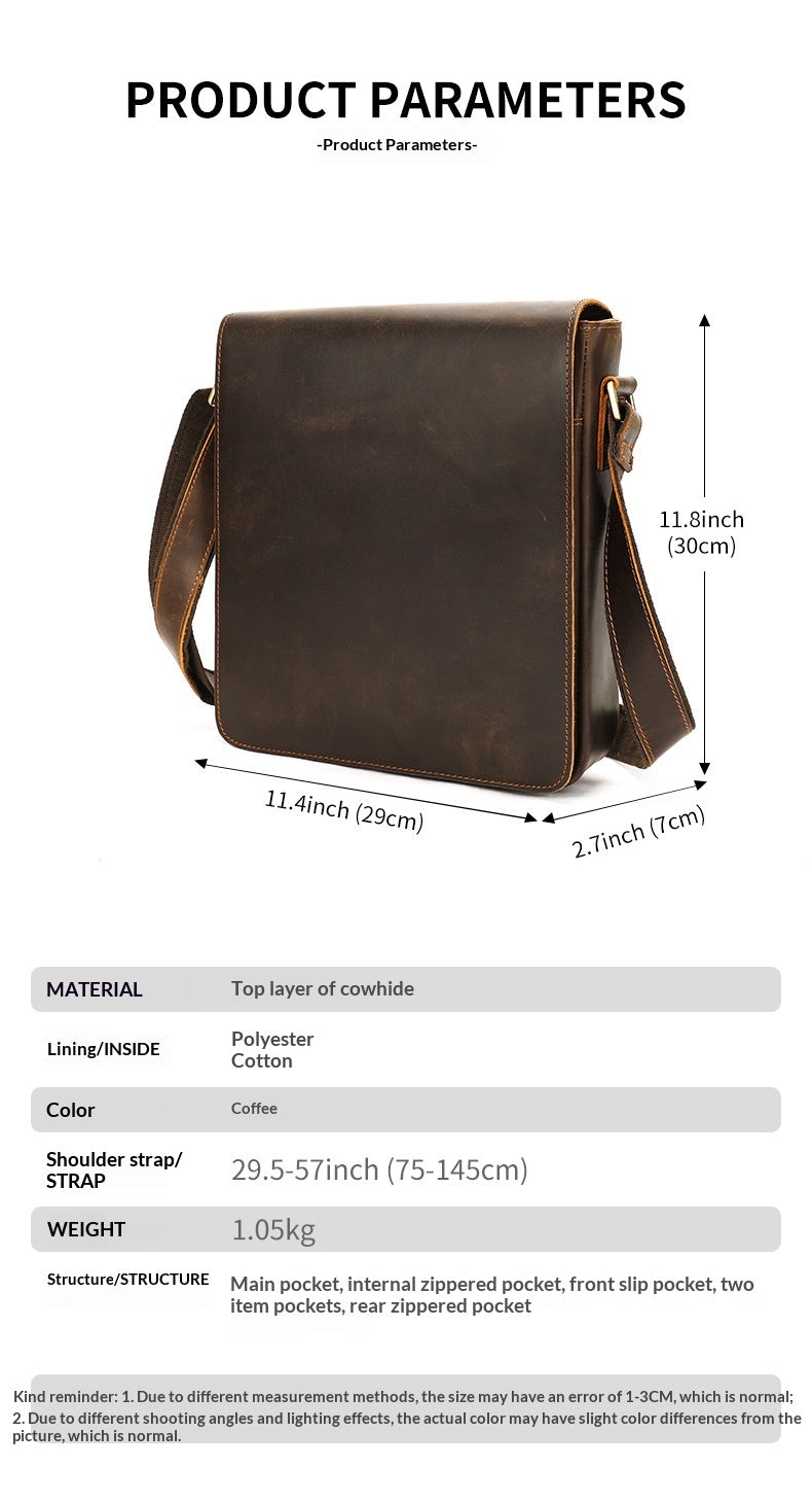 Men's Premium Leather Crossbody Bag, Sophisticated And Casual Single-shoulder Design