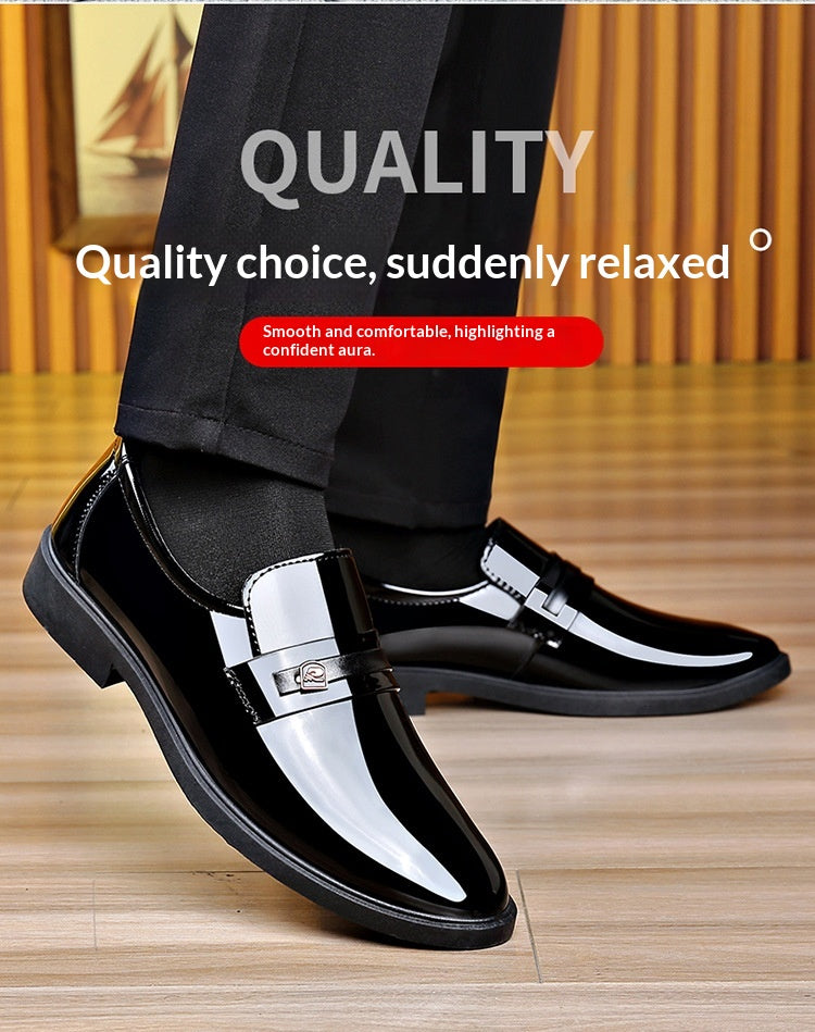 Dress Leather Shoes With A Mirror Like Slip On Design