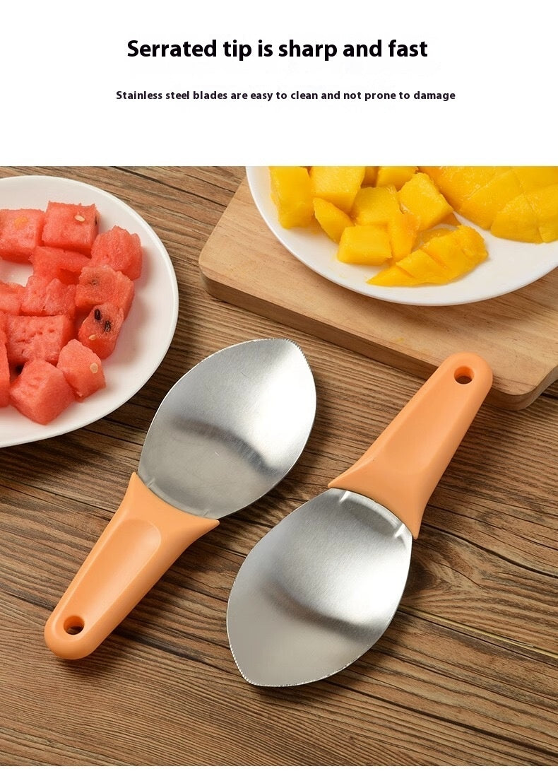 Stainless Steel Mango Peeler Fruit Meat Spoon Mango Cutter Dice