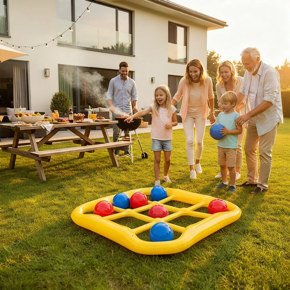 Floating Tic Tac Toe Pool Game Set for Family & Adults, Giant Inflatable Board with 10 Balls & Air Pump — image 9