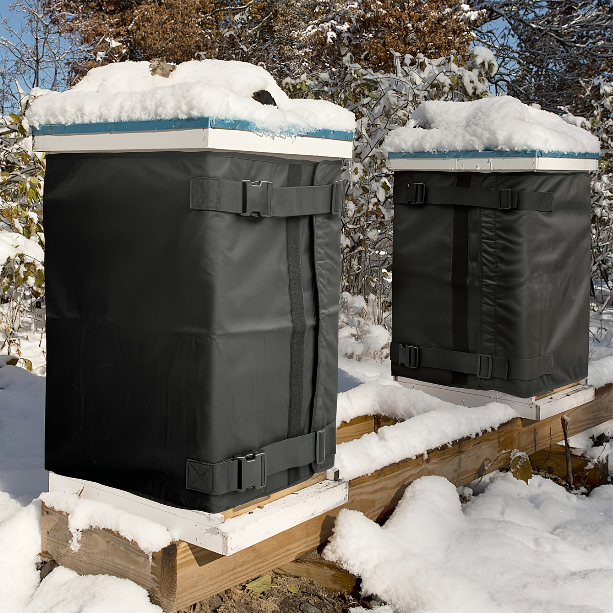 Black Beehive Winter Insulation Wrap with Adjustable Buckle Straps in 192 x 40 or 60 cm Sizes — image 10