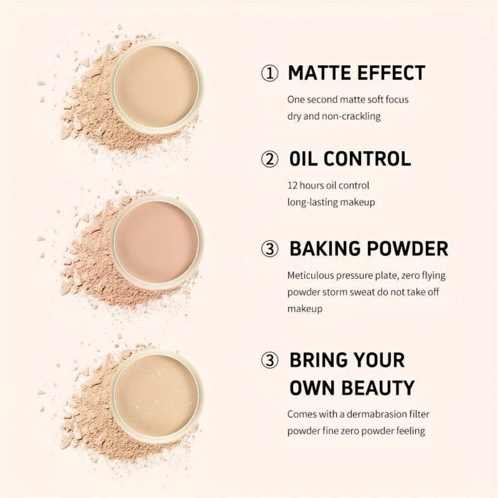 Oil Control Setting Powder Kit with Concealer Puff & Brush – Wet & Dry Dual Formula, Water-Resistant Long-Lasting Matte Finis