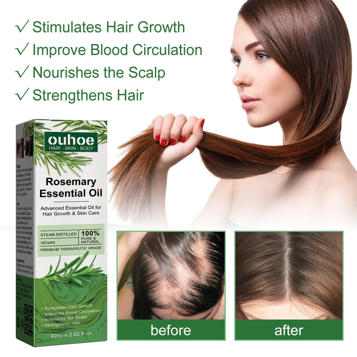 Rosemary Hair Dense Essential Oil, Prevent Hair Breakage And Hair Loss Strong, Strong And Solid Hair Moisturizing Root Dense Essential Oil