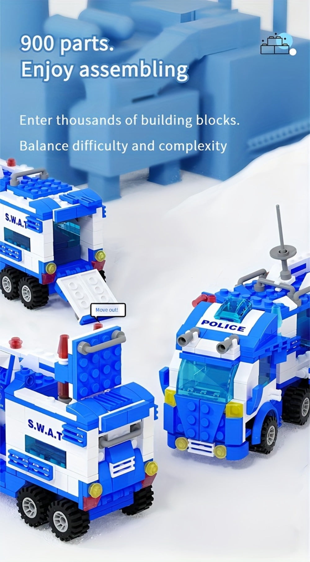 City Police Building Blocks Set 700 Pieces, Patrol Car Truck with Action Figures, Brick Toy for Boys Role Play STEM — image 1