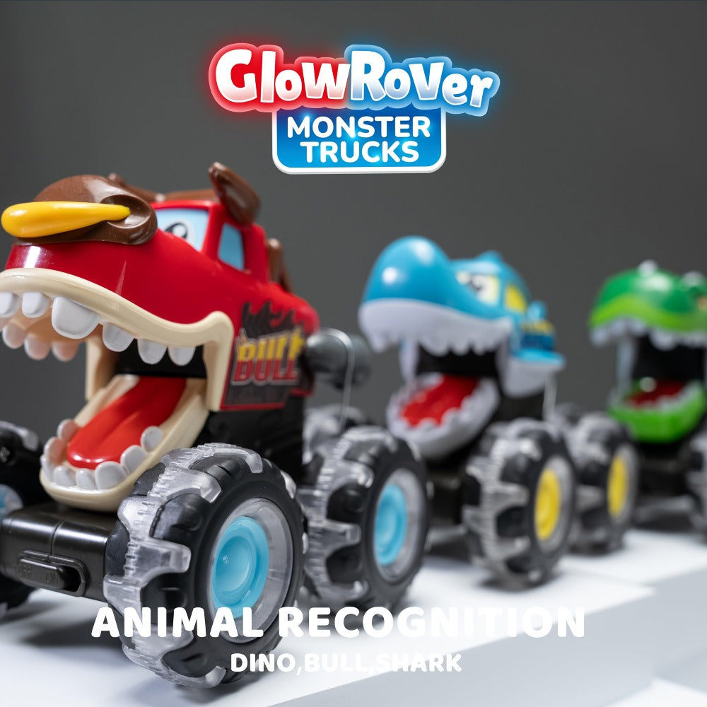 Monster Truck Toys for Toddlers 3-Pack LED Light Up Wheels Press & Go Animal Trucks Shark Bull Dinosaur — image 9