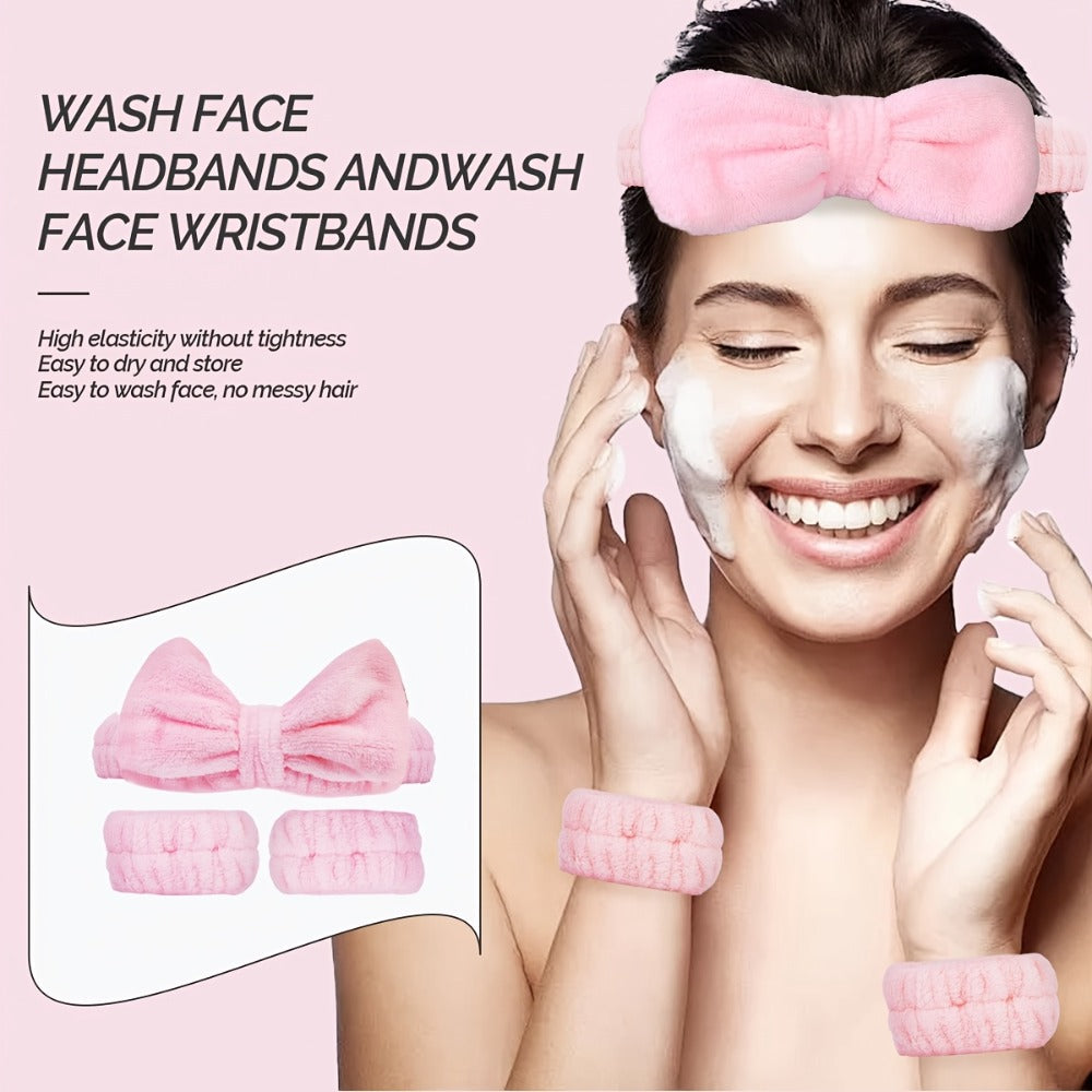 Facial Cleansing Massage Set 7Pcs Silicone Face Brush Double-Headed Roller Massager Heart Scraping Board Wristbands Hair Band