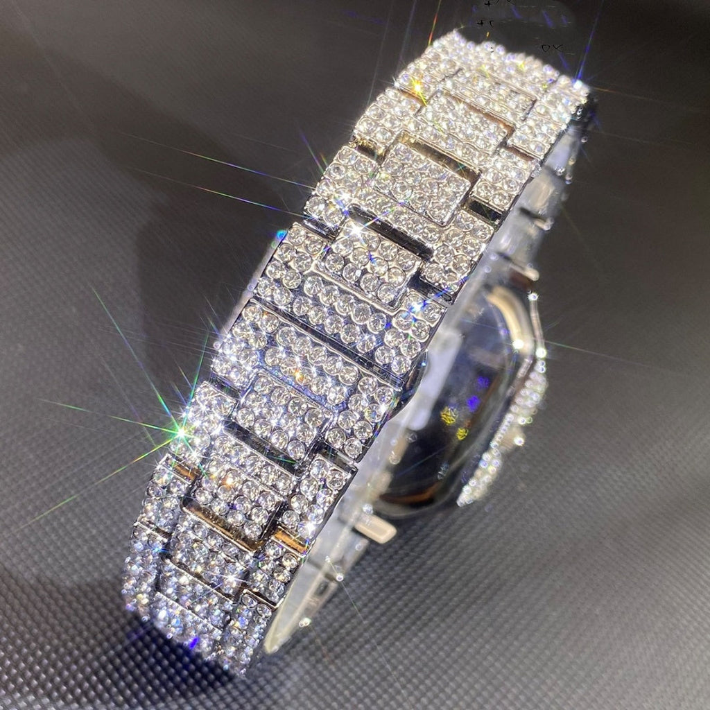 European And American Hip-hop Men's Watch Square-shaped Fully Diamond-encrusted Multi-functional