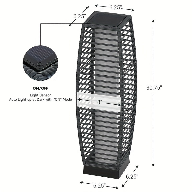 Solar Outdoor Floor Lamp with Wicker Design, Garden Light, 40+ Lumens Decorative Porch Lantern for Yard — image 4