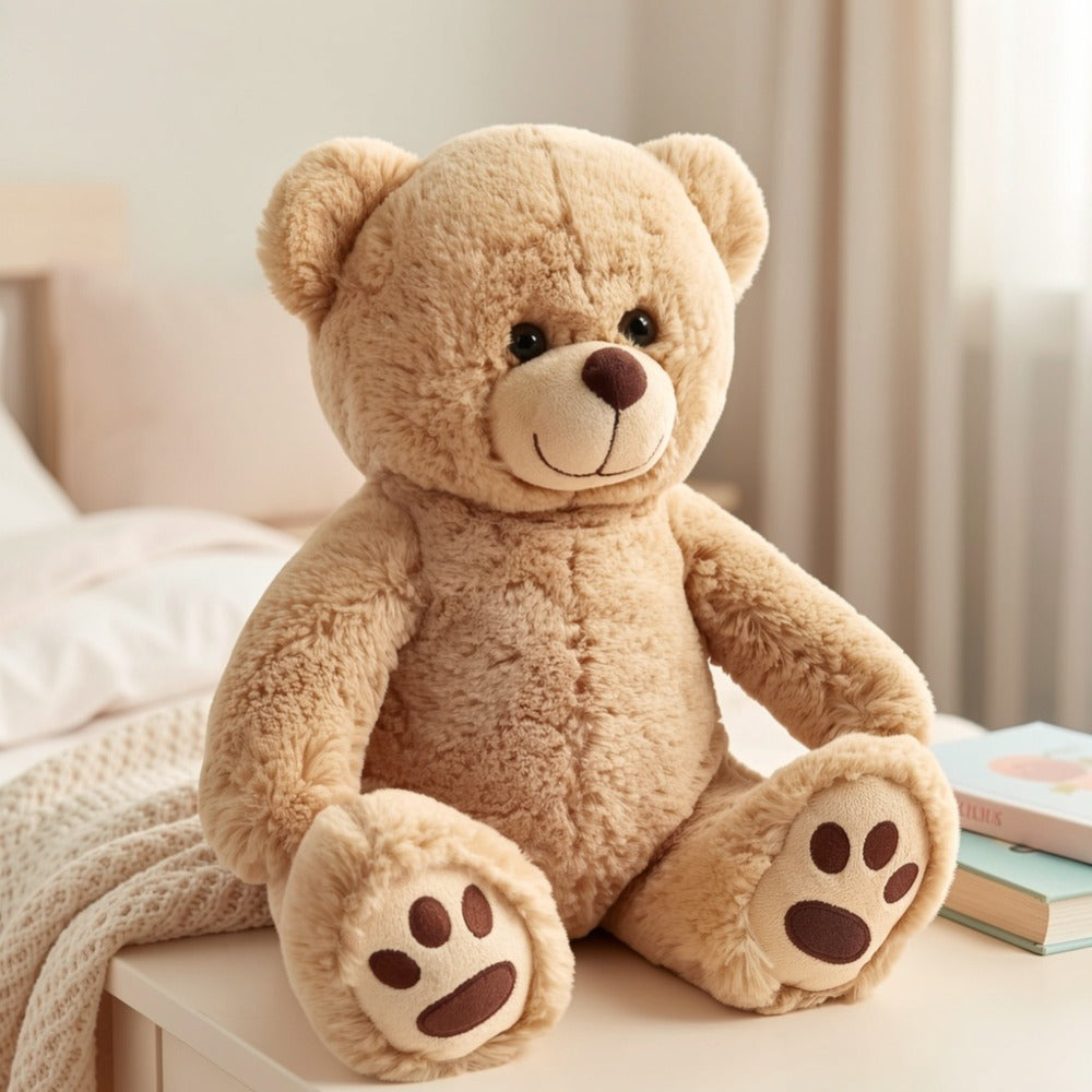 Plush Toy Soft Brown Teddy Bear in 10-Inch or 12-Inch Sizes with Classic Paw-Pad Details for Character Display, Room Decor an