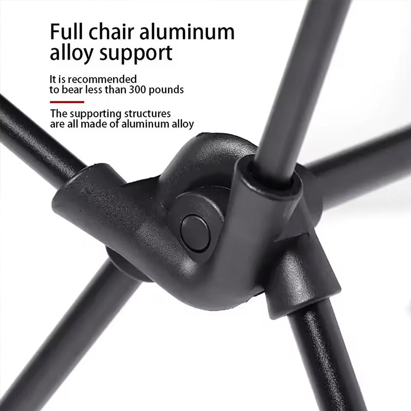 Folding camping chair with headrest. Lightweight, aluminum alloy, for travel and fishing. Outdoor furniture.