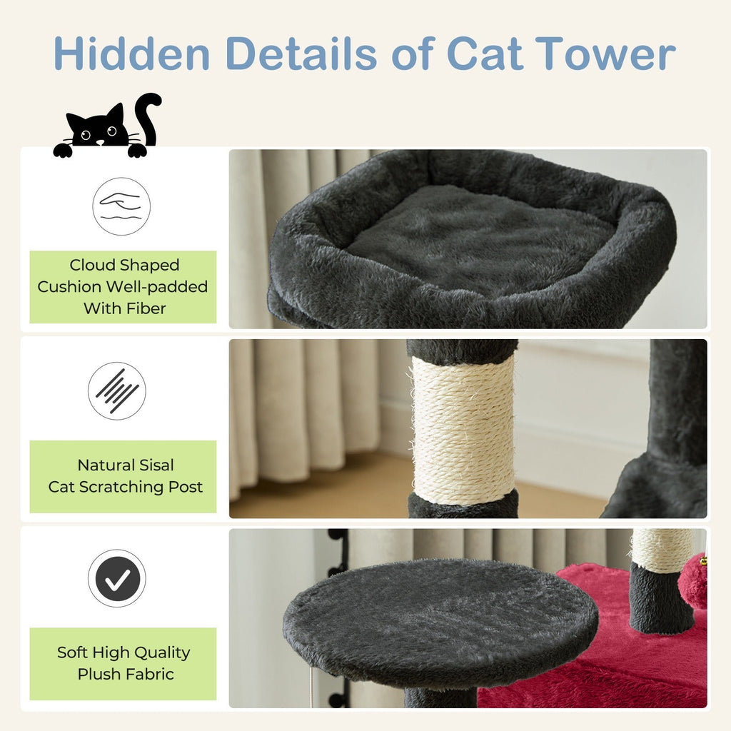 Multi-Level 44in Cat Tower with Enclosed Condo, Hammock, Round Platforms and Sisal-Wrapped Posts — image 8