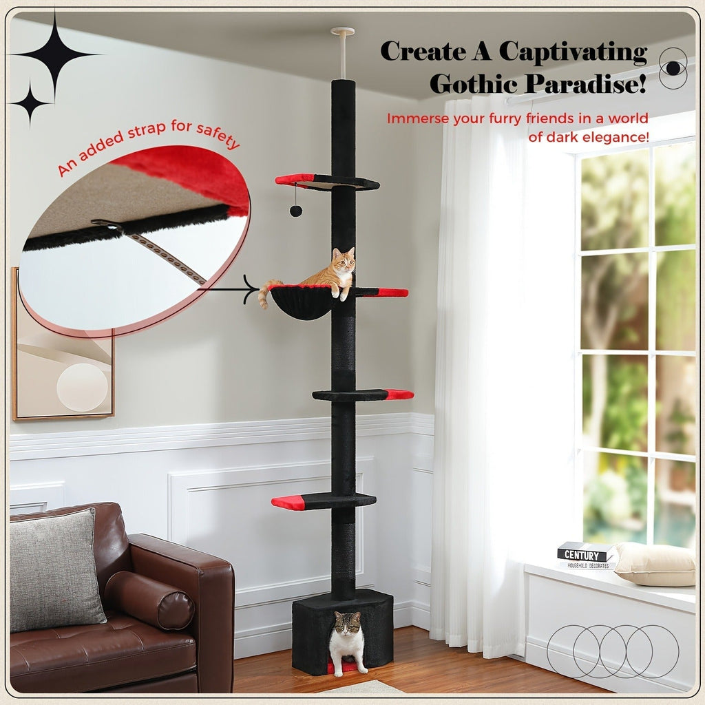90-107.9-Inch Floor-to-Ceiling Cat Tree with Four Platforms, Tension Post and Five Style Options — image 5