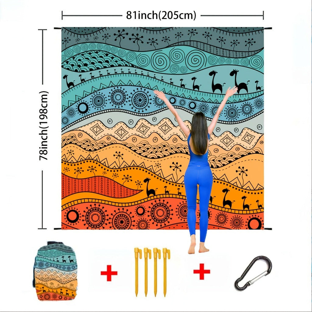 Printed Beach Mat with 19 Exact Size-and-Pattern Options, 198 x 205cm to 275 x 305cm with Stakes and Pouch — image 28