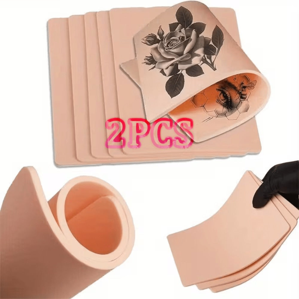 Tattoo Practice Skin Silicone Double-Sided – Flexible Fake Skin 1mm, Realistic Curvature for Tattoo Artists, Beginners — imag