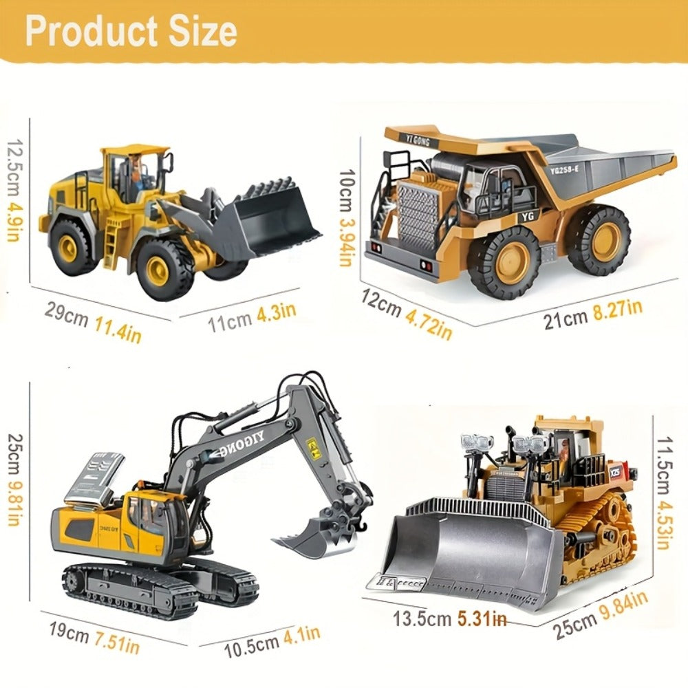 RC Construction Vehicle Set 2-in-1 & 3-in-1, 2.4G 11-Channel Remote Control Excavator Dump Truck Forklift Bulldozer — image 1