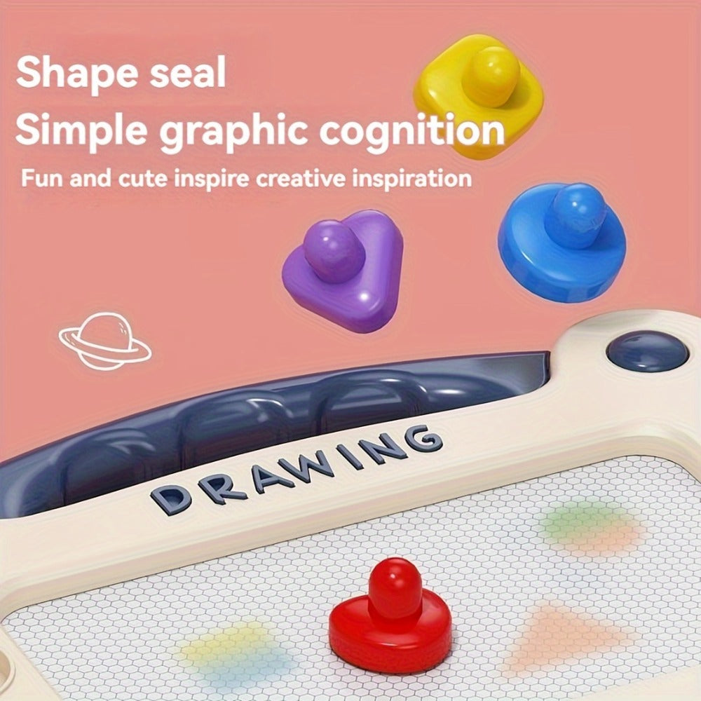 Kids Drawing Board Toy 3-in-1 with Stamps Brush Stand – Magnetic Doodle Art Set for Toddlers Boys Girls Ages 3+ Birthday East