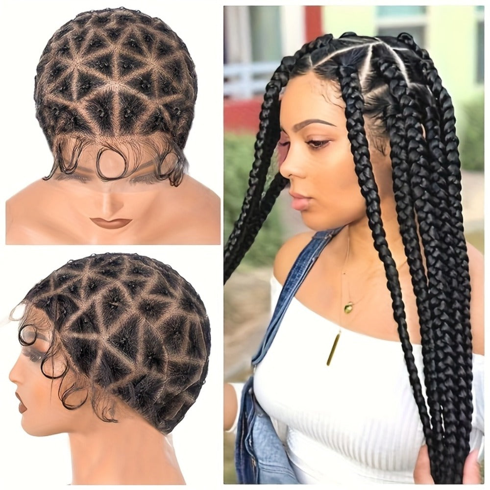 Braided Wig Cap Double Full Lace with Baby Hair Glueless Breathable Adjustable 22 Inch | 81-120 Sections Goddess Box Braid Fa