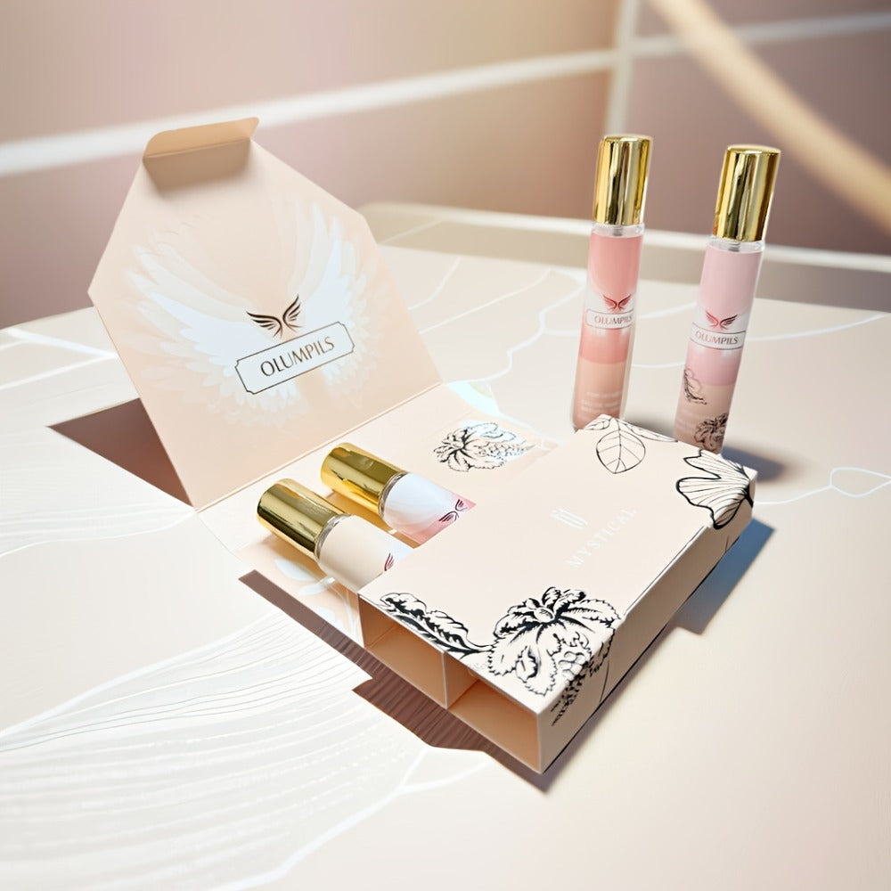 Perfume Gift Set MYSTICAL Four 20ml Eau de Parfum Spray Bottles with Gold Caps in Pink Floral Box — image 7