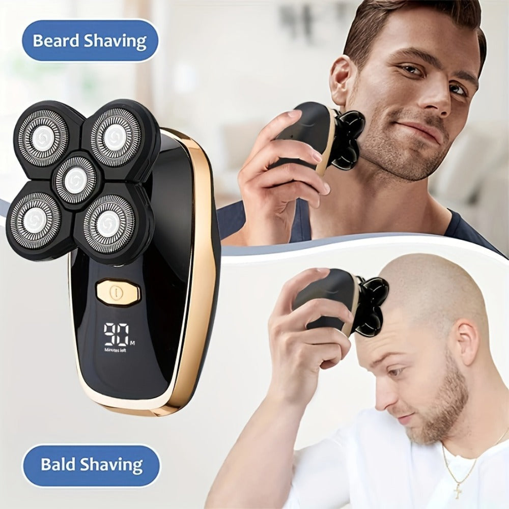 Electric Shaver 5-in-1 Grooming Kit with Nose Trimmer, Hair Clipper, Facial Brush, USB Charging and Display — image 9