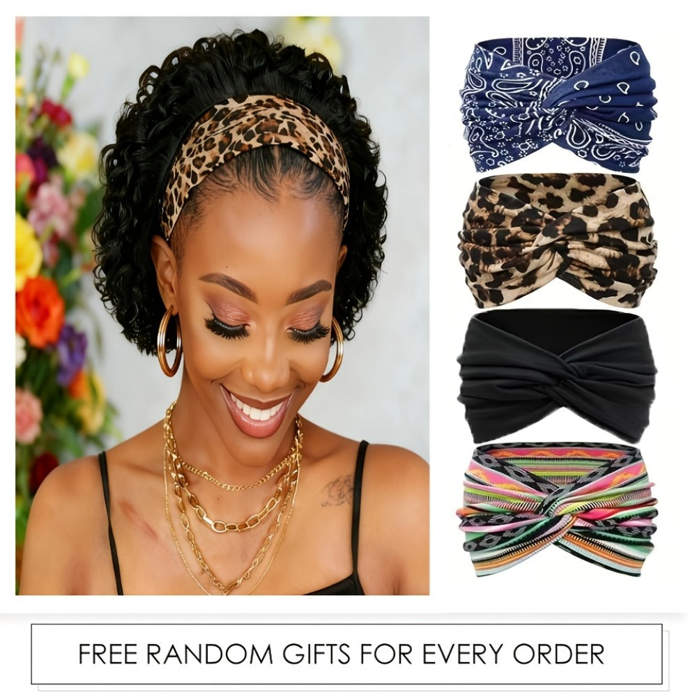 Kinky Curly Headband Wig Human Hair Brazilian 150% Density Glueless 6 Inch | No Glue No Gel Black Burgundy Rust | Beginner Fr