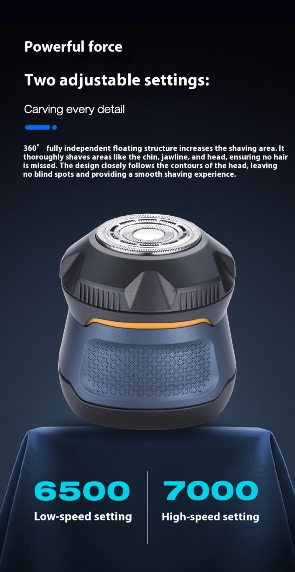 6D Floating Head Bald Head Shaver Self-Cut Electric Hair Clipper – 10W High Power 1400mAh USB-C Charging LED Display Two-Spee
