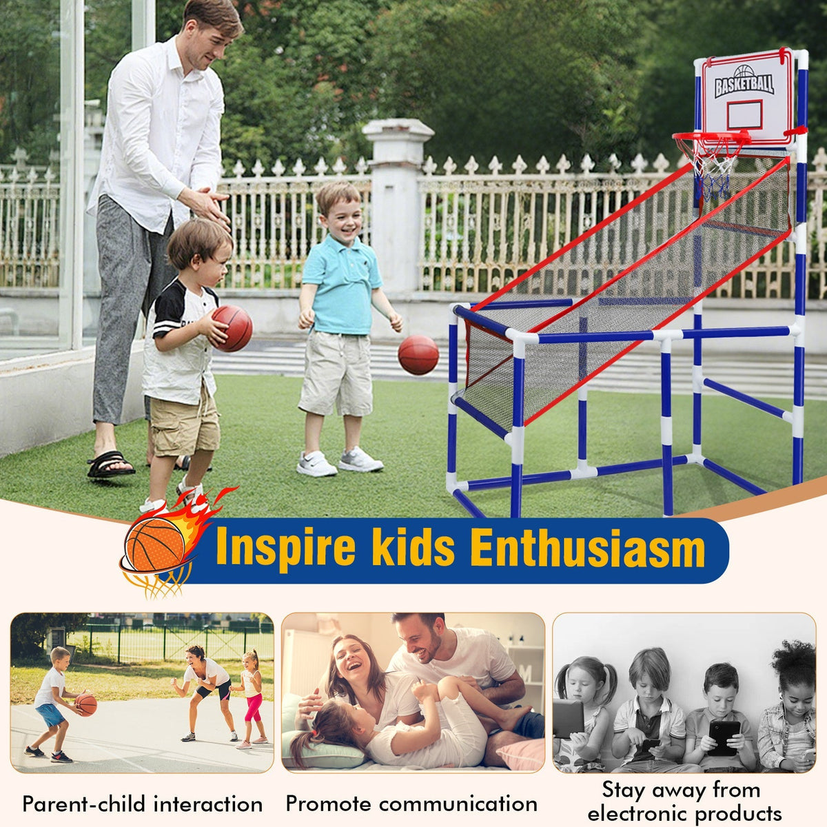 Adjustable Kids Basketball Hoop Set with 2 Balls and Storage for Ages 3–6 — image 6
