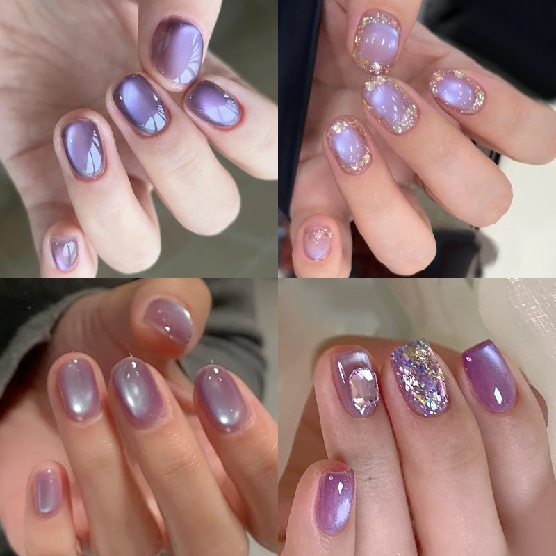 Gel Nail Polish 6-Color Purple Magnetic Cat-Eye Set in 10ml Bottles with Ultra-Bright Shimmer and UV/LED Soak-Off Cure — imag